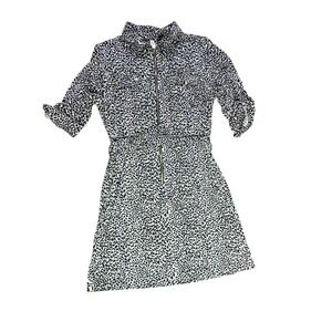 NYL Leopard Print Mini Dress, Roll‎ Tab Sleeve, Shirt Dress, XL